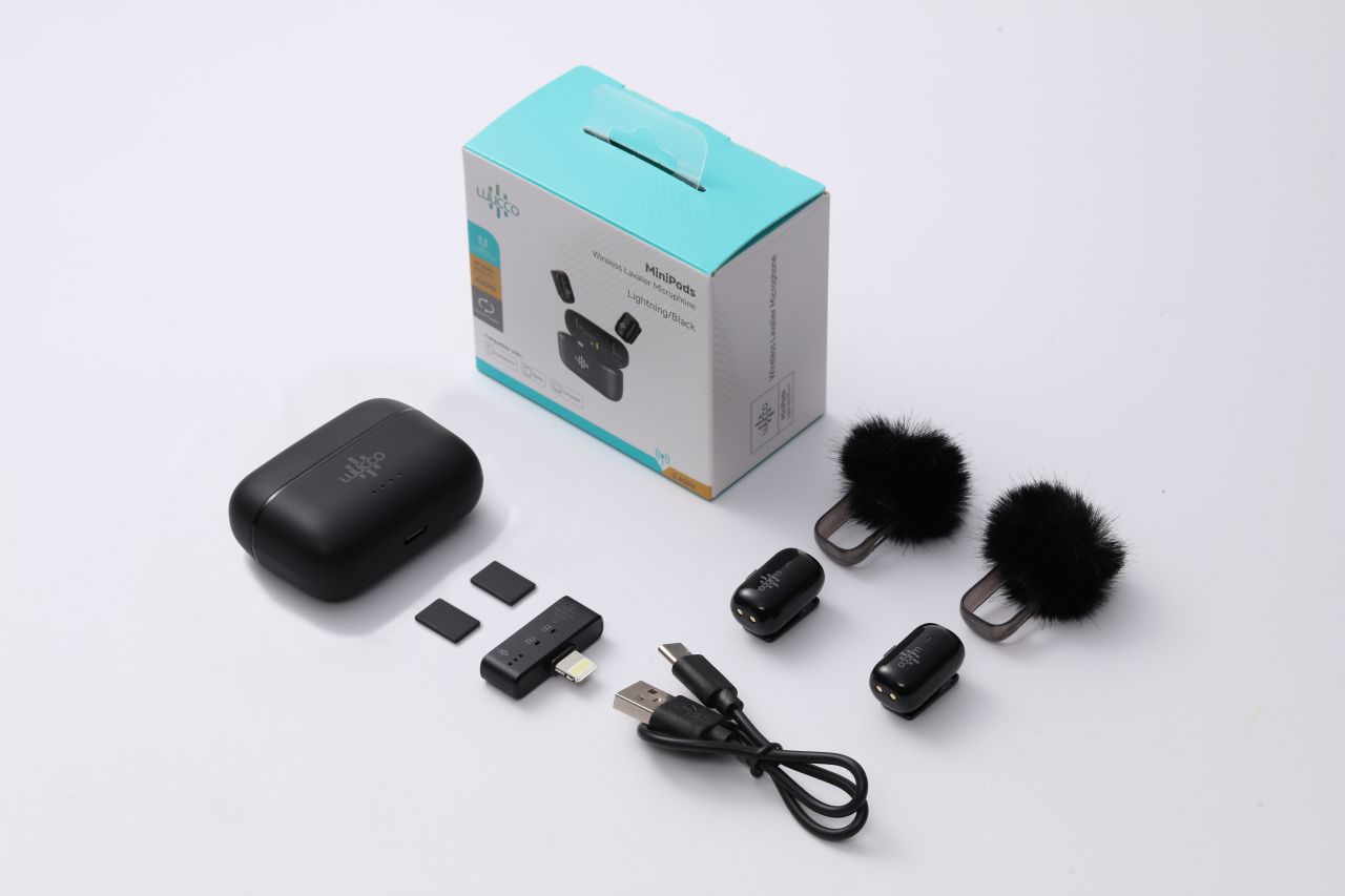 Luucco MiniPods K1 vezeték nélküli csíptetős lavalier wireless mikrofon telefonhoz USB-C /Lightning